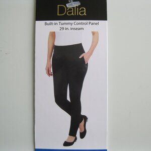 Dalia Women's 4 way stretch Pull-On Ponte Pant with Tummy Control Panel Black XL
